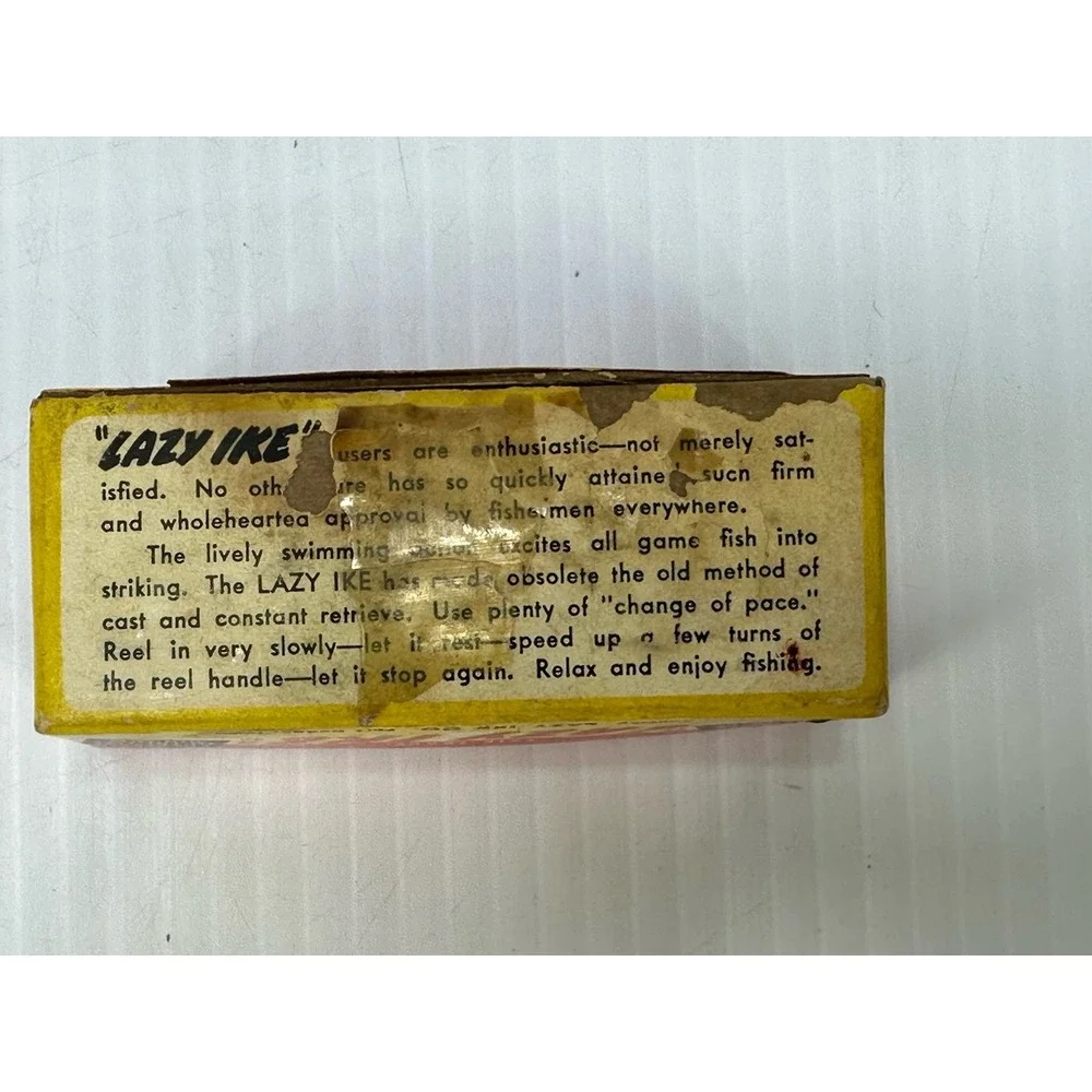 Vintage Kautzky Lazy Ike 3 Wooden Fishing Lure Original‎ Box Is In Ruff Shape